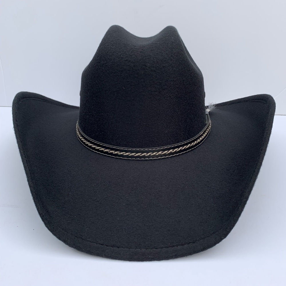 Men's Black Faux Felt Cowboy Hat Tejana Sombrero - Picture 2 of 5